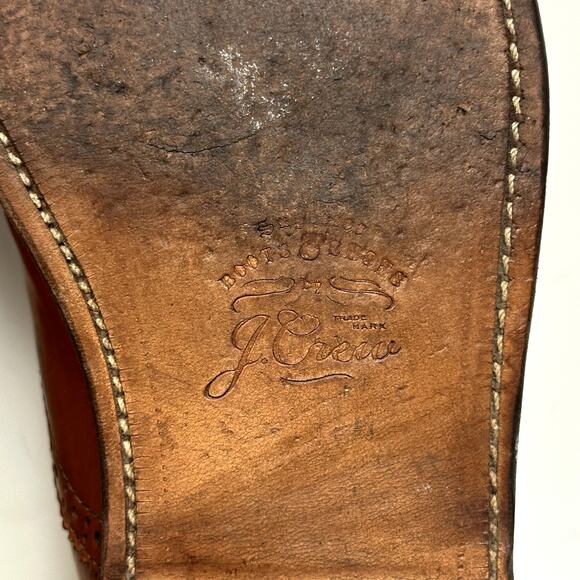 VERY GOOD Grant Stone x J. Crew Oxford Cap Toe Brogue Chili Brown Bench Made 9 - Picture 12 of 13